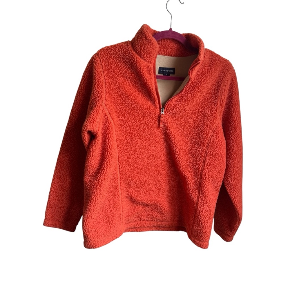 Lands' End Vibrant Orange Fleece Top